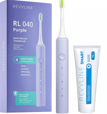 Электрическая щетка Revyline RL040 Violet и паста для зубов Smart